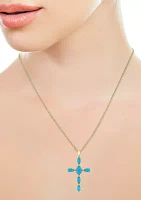  14K Yellow Gold 1/6 ct. t.w. Diamond and 2.68 ct. t.w. Turquoise Pendant Necklace 