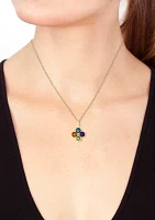 14K Yellow Gold Diamond, Amethyst, London Blue Topaz, Citrine, Peridot Pendant