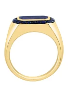 Men's Lapis Lazuli Sapphire Ring in Gold over Sterling Silver