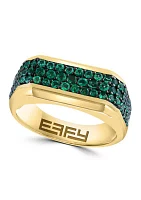 Men's Emerald Ring Gold over Sterling Silver