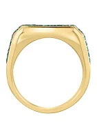 Men's Emerald Ring Gold over Sterling Silver