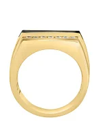 Sterling Silver/Gold-Plated White Sapphire, Onyx Men's Ring