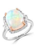 14K Rose & White Gold Diamond, Ethiopian Opal Ring 