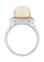 14K Rose & White Gold Diamond, Ethiopian Opal Ring 