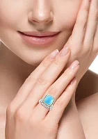 5.7 ct. t.w. Turquoise Cushion Ring in Sterling Silver and 18K Yellow Gold