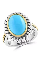 4.8 ct. t.w. Turquoise Oval Ring in Sterling Silver and 18K Yellow Gold