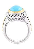 4.8 ct. t.w. Turquoise Oval Ring in Sterling Silver and 18K Yellow Gold