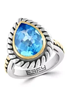 5.7 ct. t.w. Blue Topaz Pear Ring in Sterling Silver and 18K Yellow Gold