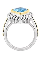 5.7 ct. t.w. Blue Topaz Pear Ring in Sterling Silver and 18K Yellow Gold