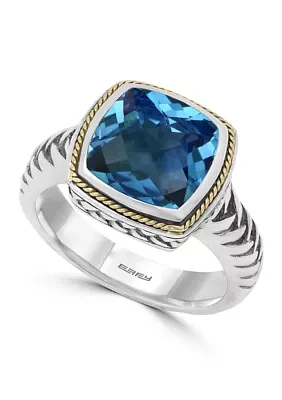 4.65 ct. t.w. London Blue Topaz Ring in Sterling Silver and 14K Yellow Gold 