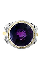 7.9 ct. t.w. Amethyst Ring in 925 Sterling Silver and 18k Yellow Gold