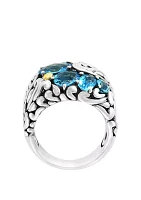 Iolite, Blue Topaz, London Ring Sterling Silver and 18K Yellow Gold