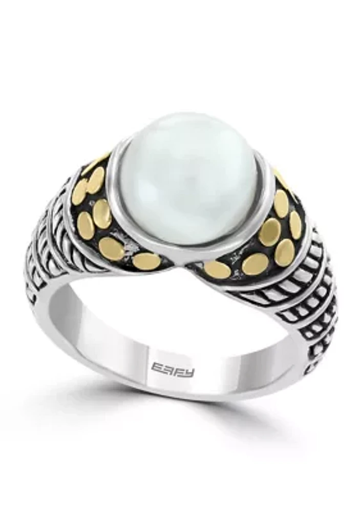 Freshwater Pearl Ring in Sterling Silver and 18K Yellow Gold