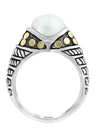 Freshwater Pearl Ring in Sterling Silver and 18K Yellow Gold