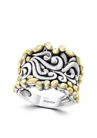 Band Ring Sterling Silver and 18k Yellow Gold