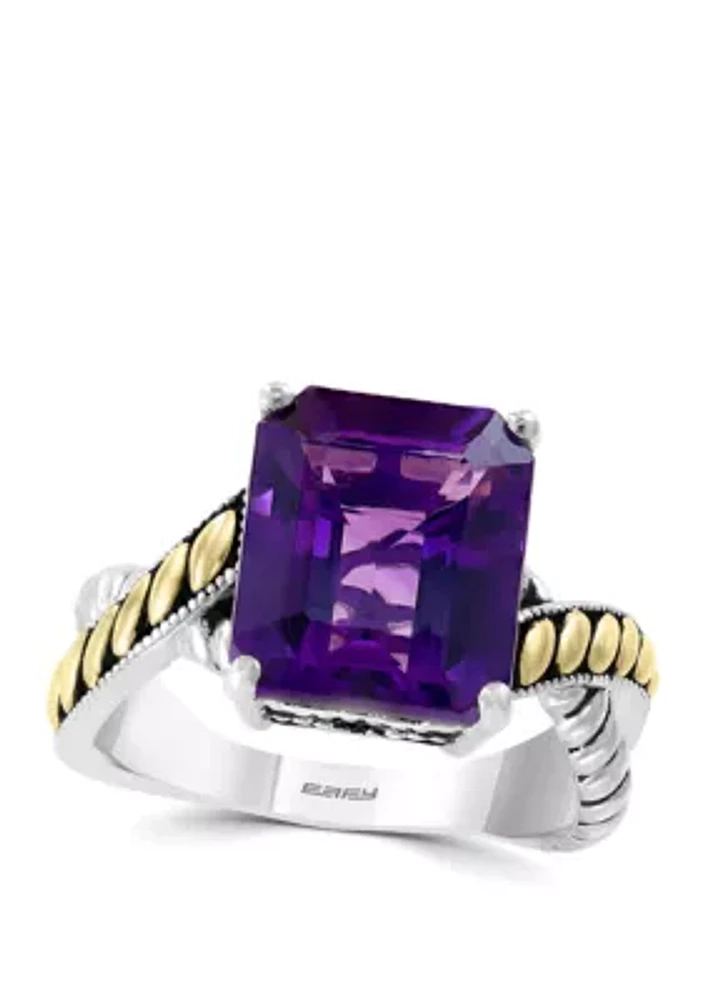 5.35 ct. t.w. Amethyst Ring in 925 Sterling Silver and 18k Yellow Gold                                                                                                                                