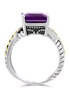 5.35 ct. t.w. Amethyst Ring in 925 Sterling Silver and 18k Yellow Gold                                                                                                                                