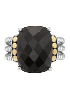 9.85 ct. t.w. Black Onyx Ring 14k Yellow Gold and Sterling Silver