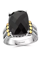 9.85 ct. t.w. Black Onyx Ring 14k Yellow Gold and Sterling Silver