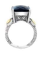 11.3 ct. t.w. London Blue Topaz Ring in Sterling Silver over 18k Yellow Gold