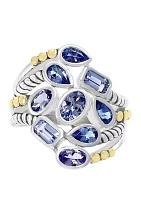 2.35 ct. t.w. Tanzanite Ring in Sterling Silver and 18K Yellow Gold