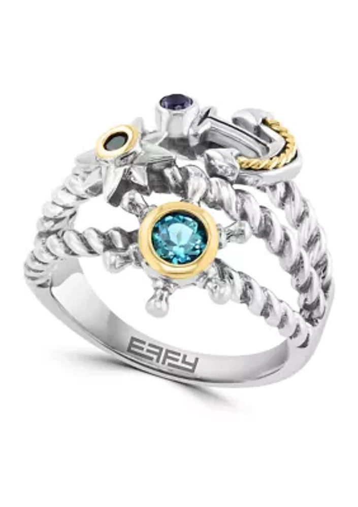 Amethyst and Blue Topaz Ring in Sterling Silver