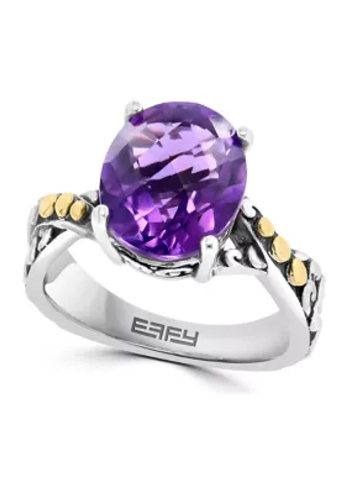 Amethyst Twist Ring in 18K Sterling Silver