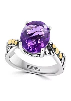 Amethyst Twist Ring in 18K Sterling Silver