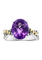 Amethyst Twist Ring in 18K Sterling Silver