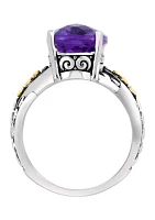 Amethyst Twist Ring in 18K Sterling Silver