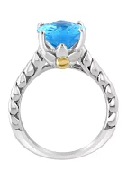 Blue Topaz Braided Ring in 18K Sterling Silver