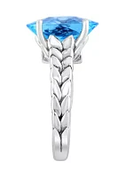 Blue Topaz Braided Ring in 18K Sterling Silver