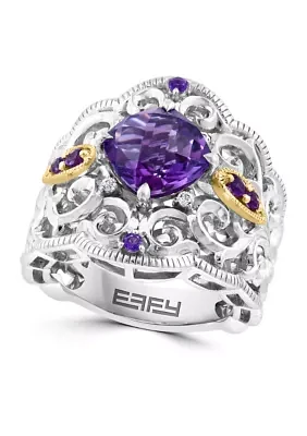 Sterling Silver 14K Yellow Gold Amethyst White Sapphire Ring