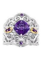 Sterling Silver 14K Yellow Gold Amethyst White Sapphire Ring