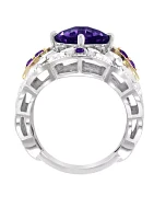 Sterling Silver 14K Yellow Gold Amethyst White Sapphire Ring