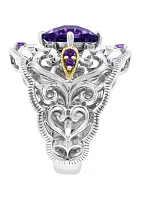 Sterling Silver 14K Yellow Gold Amethyst White Sapphire Ring