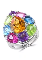 Multi Gemstone Pear Ring in Sterling Silver