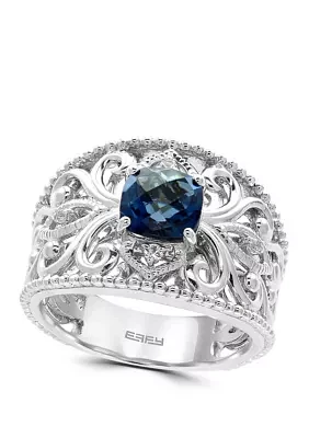 1.72 ct. t.w. London Blue Topaz and White Sapphire Ring in 925 Sterling Silver