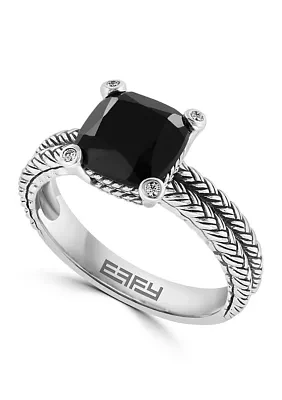 Cable Onyx Ring in Sterling Silver 