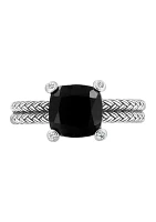 Cable Onyx Ring in Sterling Silver 