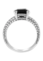 Cable Onyx Ring in Sterling Silver 