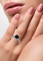 Cable Onyx Ring in Sterling Silver 