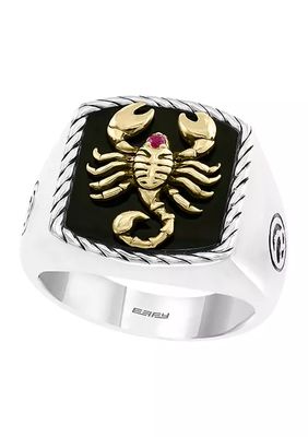 5 ct. t.w. Ruby and Onyx Ring in Sterling Silver