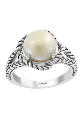 Sterling Silver 9 Millimeter Freshwater Pearl Ring 