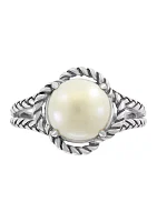 Sterling Silver 9 Millimeter Freshwater Pearl Ring 