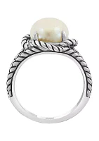 Sterling Silver 9 Millimeter Freshwater Pearl Ring 