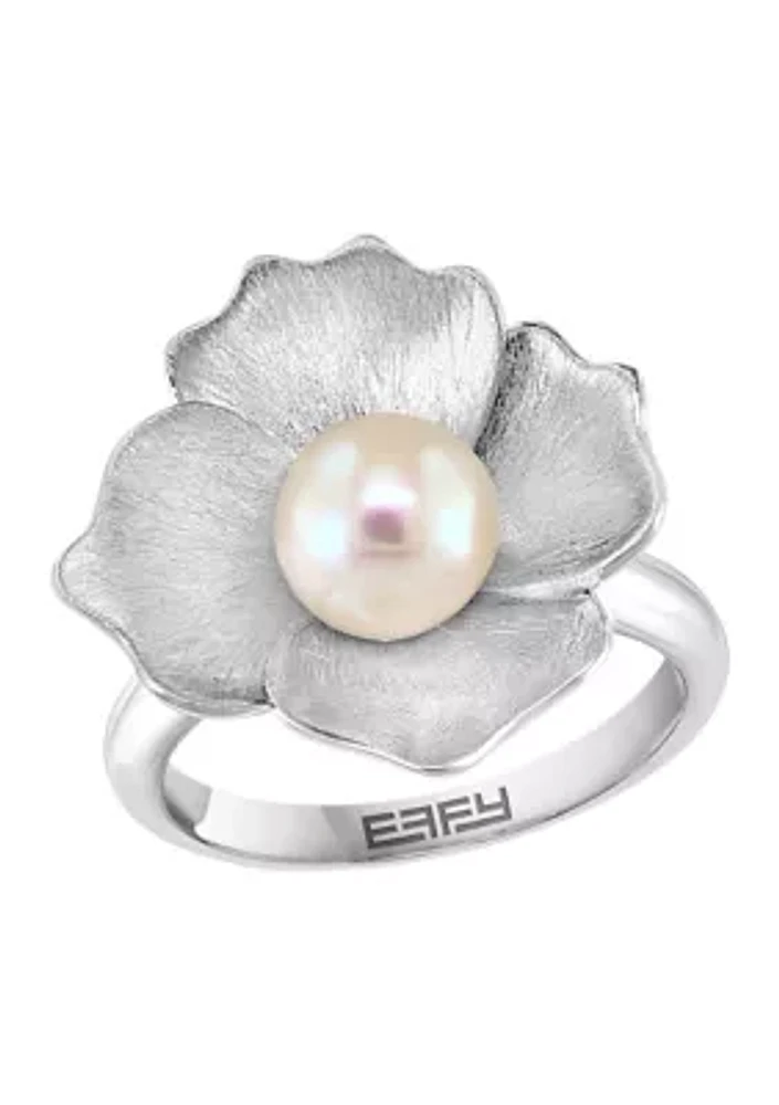 Sterling Silver Freshwater Pearl Flower Ring