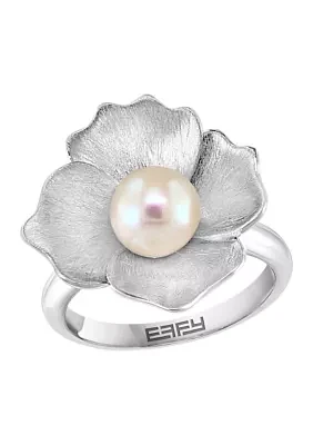 Sterling Silver Freshwater Pearl Flower Ring