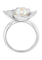 Sterling Silver Freshwater Pearl Flower Ring