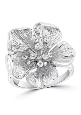  0.07 ct. t.w. Diamond Flower Ring in Sterling Silver